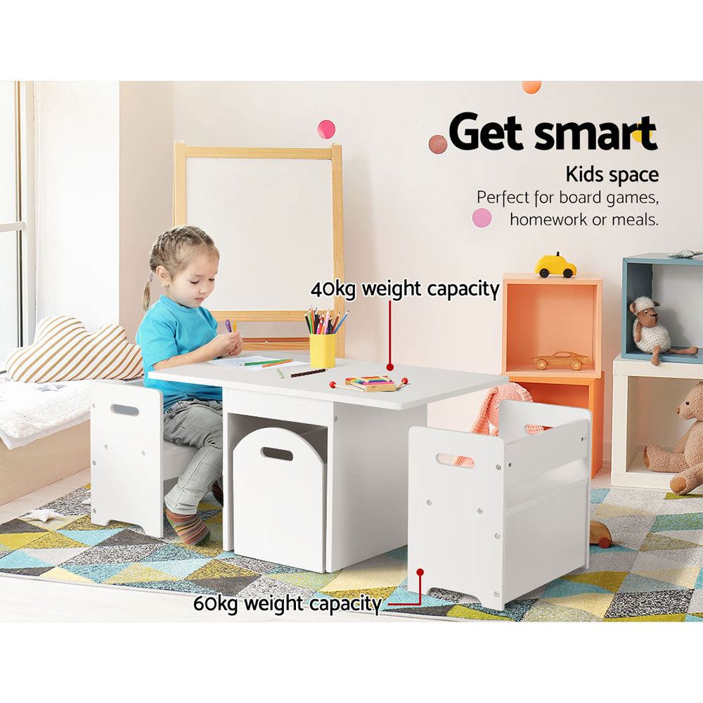 Keezi 3PC Kids Table and Chairs Storage Set
