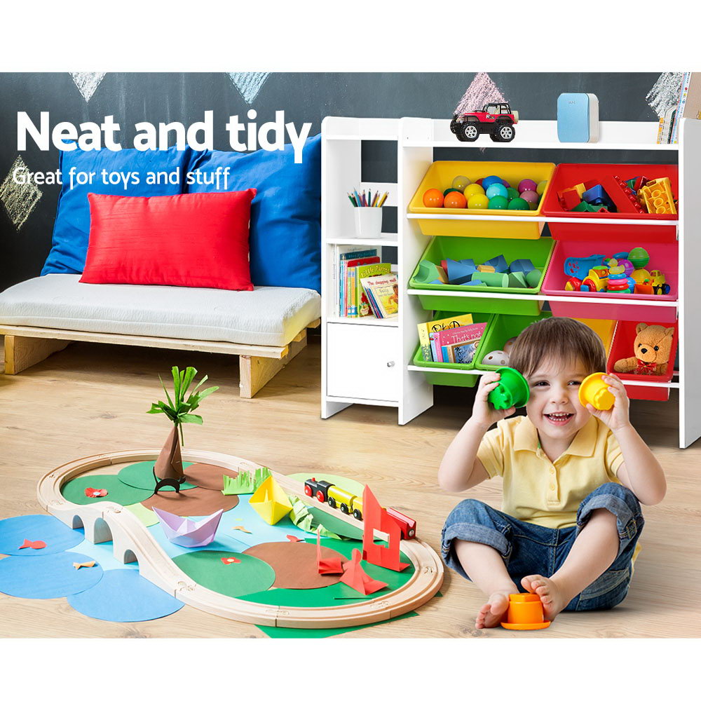 Keezi Kids 8 Bin Bookshelf & Storage Unit
