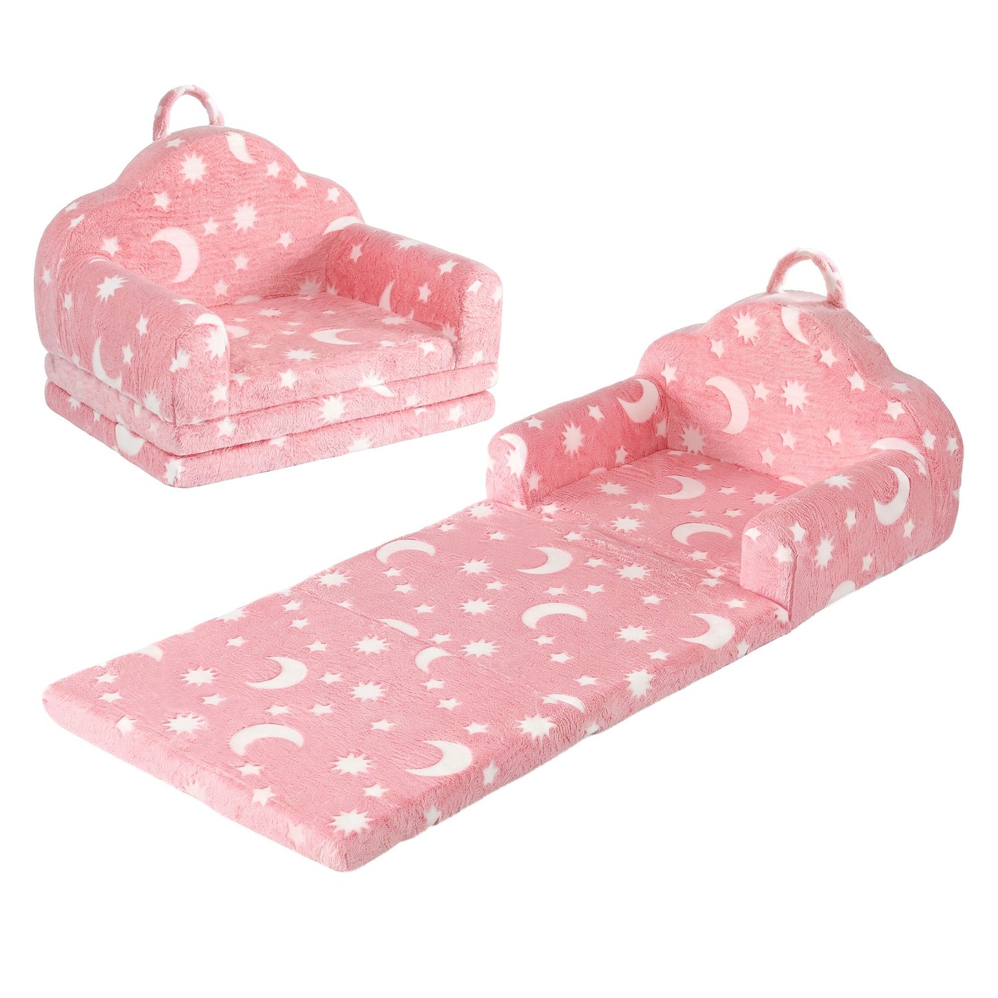 Keezi Kids 2 in 1 Glow in the Dark Fold out Sofa Bed Pink