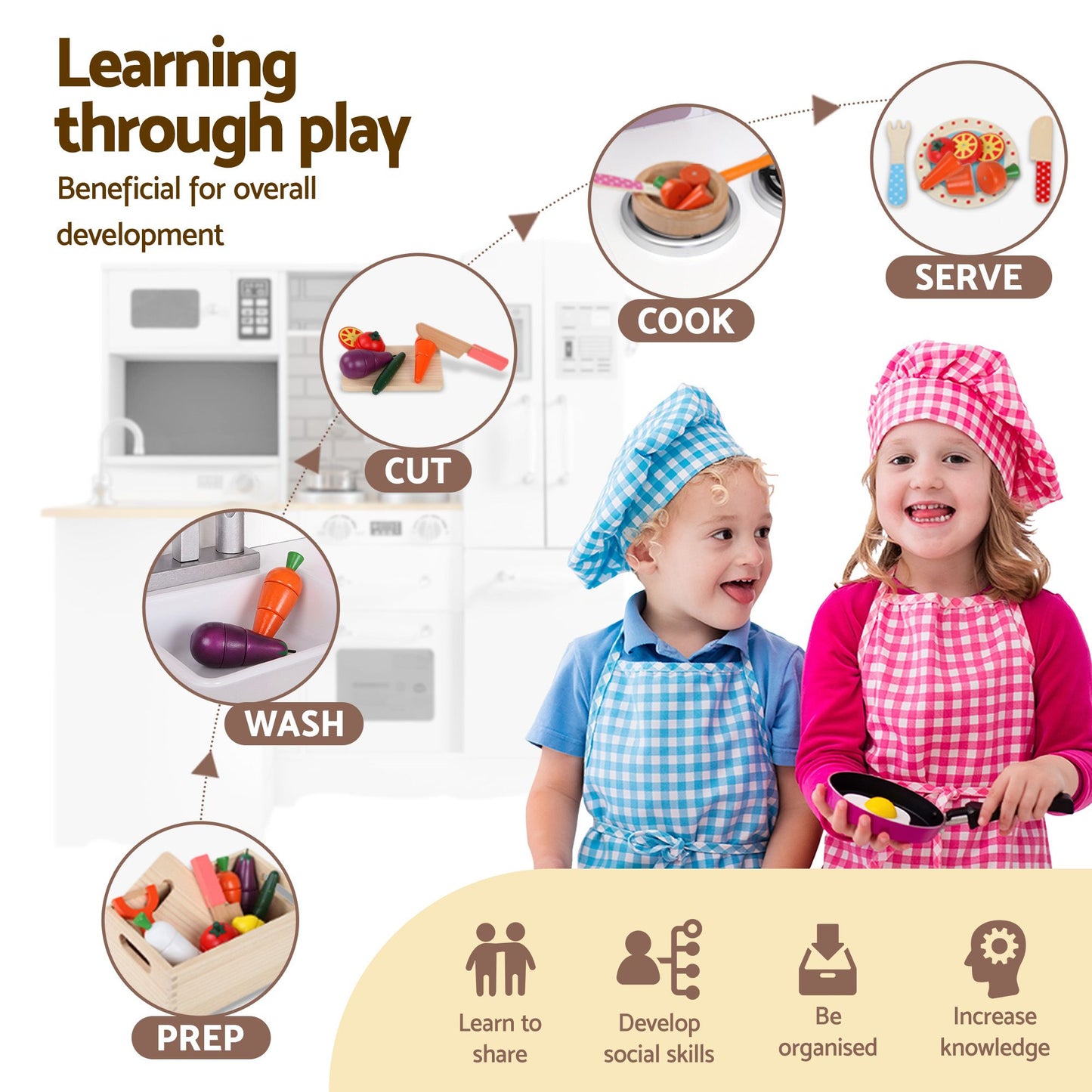 Keezi Kids Wooden Toy Kitchen Set