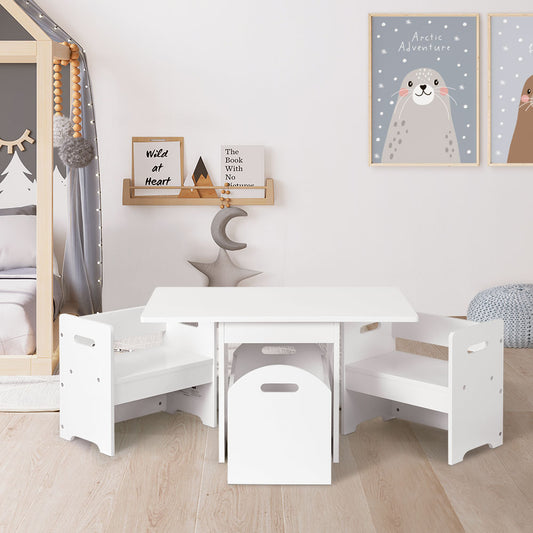 Keezi 3PC Kids Table and Chairs Storage Set