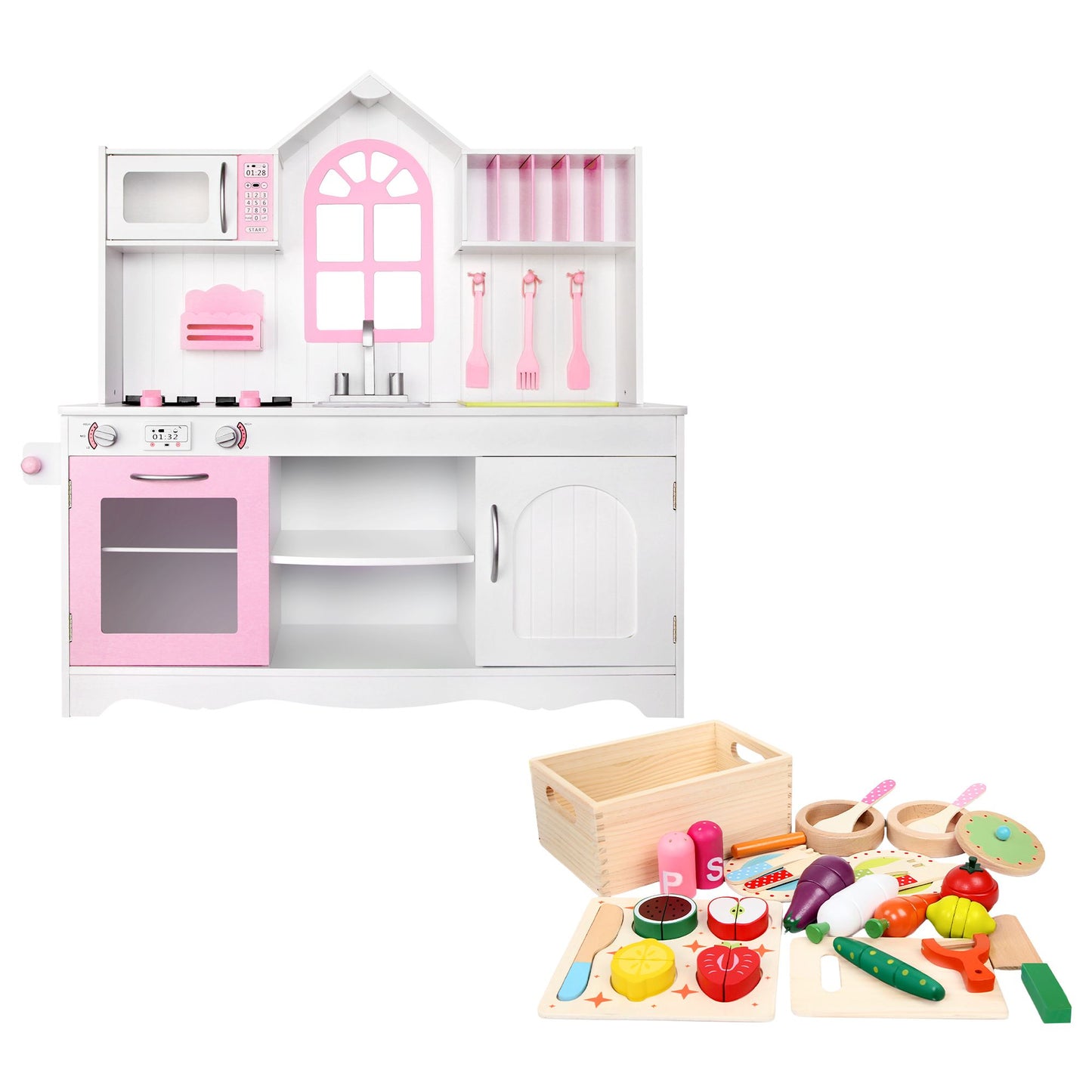 Keezi Wooden Kids Pretend Kitchen Playset