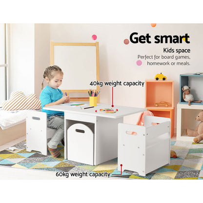 Keezi 3PC Kids Table and Chairs Storage Set