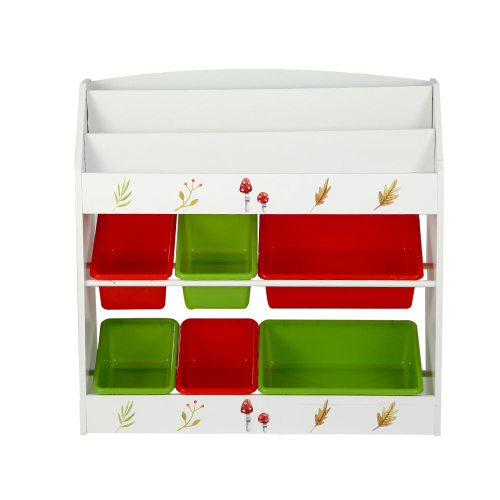 Keezi Kids 6 Bin Storage & Bookshelf
