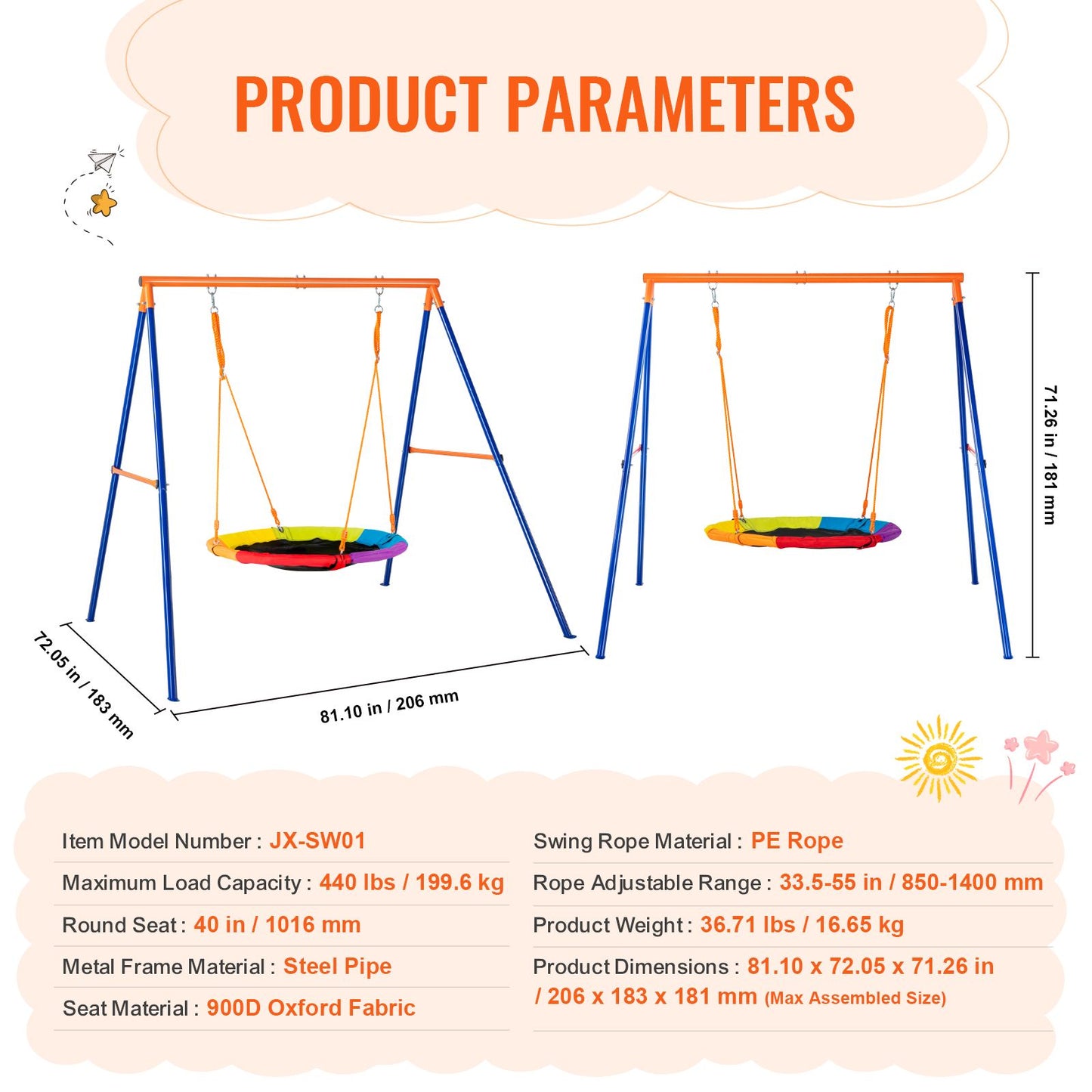 A-Frame Swing Set 40" Playground
