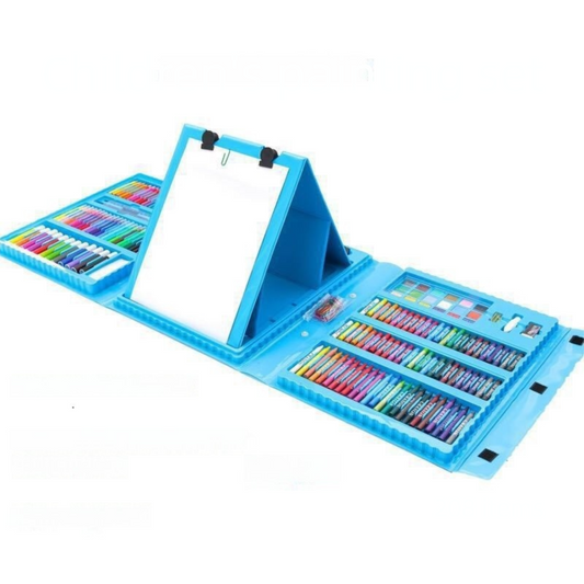 Kids 208pc Art Set with Built-in Trifold Easel Blue