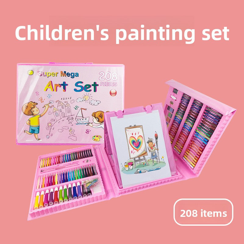 Kids 208pc Art Set with Built-in Trifold Easel Blue