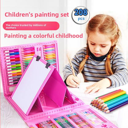 Kids 208pc Art Set with Built-in Trifold Easel Blue