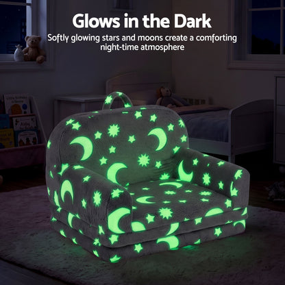 Keezi Kids 2 in 1 Glow in the Dark Fold out Sofa Bed Grey