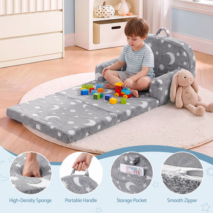 Keezi Kids 2 in 1 Glow in the Dark Fold out Sofa Bed Grey