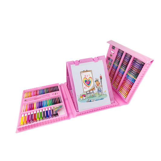 Kids 208pc Art Set with Built-in Trifold Easel Pink