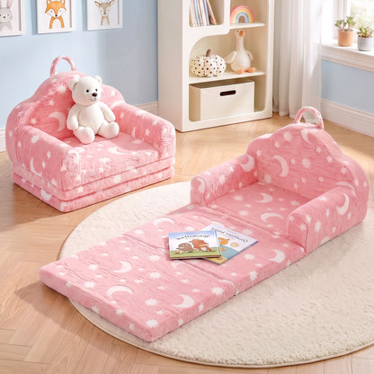 Keezi Kids 2 in 1 Glow in the Dark Fold out Sofa Bed Pink