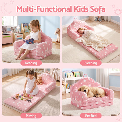 Keezi Kids 2 in 1 Glow in the Dark Fold out Sofa Bed Pink