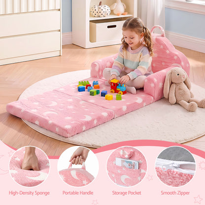 Keezi Kids 2 in 1 Glow in the Dark Fold out Sofa Bed Pink