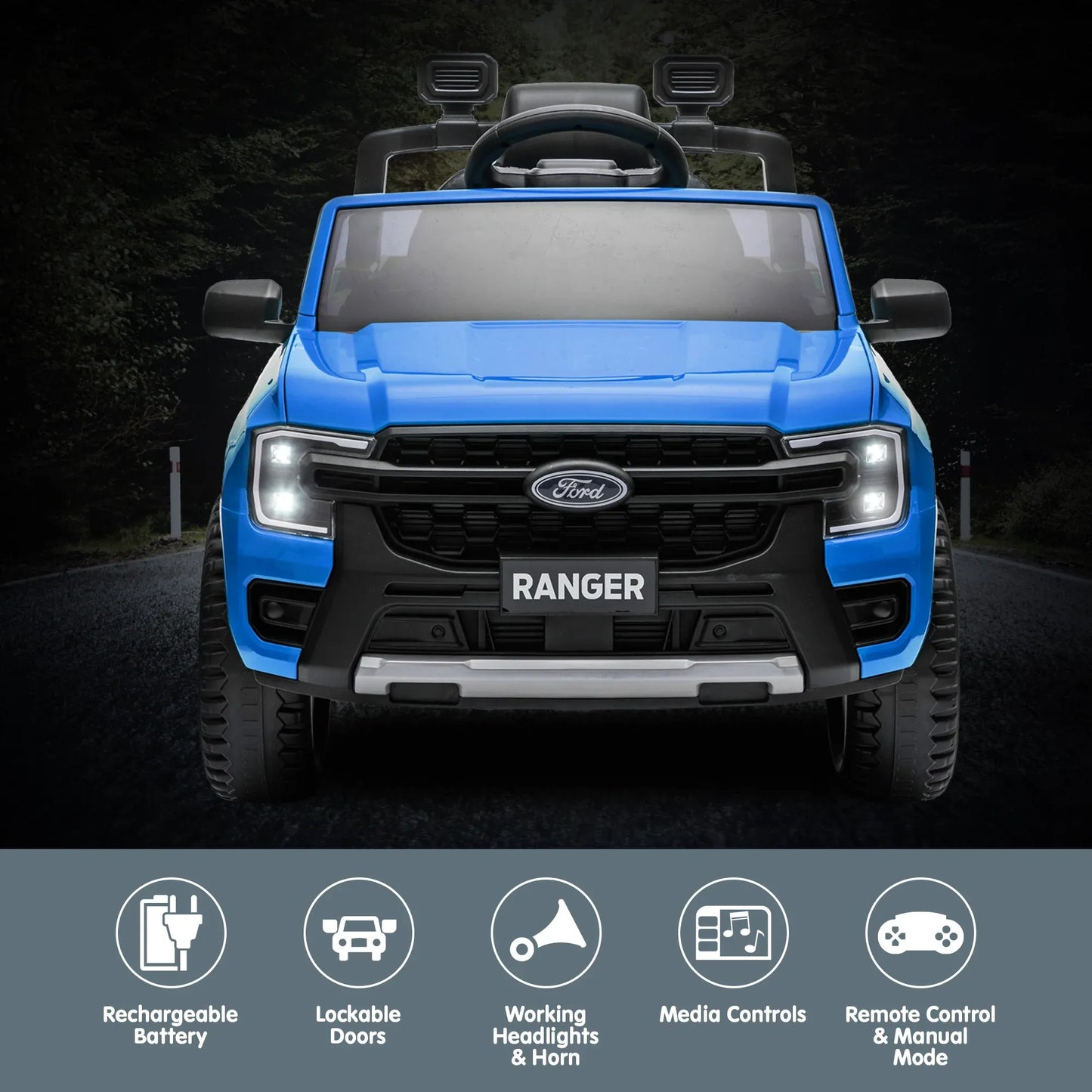Kahuna Ford Ranger Electric Kids Ride On Car - Blue