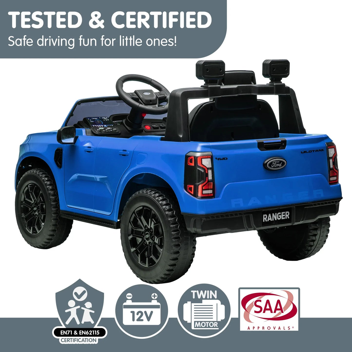 Kahuna Ford Ranger Electric Kids Ride On Car - Blue