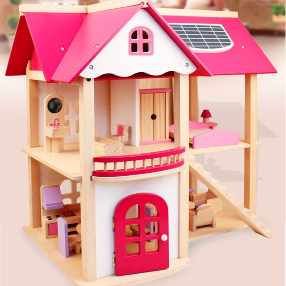 Wooden DIY 2 Level Dollhouse Playset