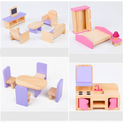 Wooden DIY 2 Level Dollhouse Playset