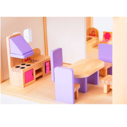 Wooden DIY 2 Level Dollhouse Playset