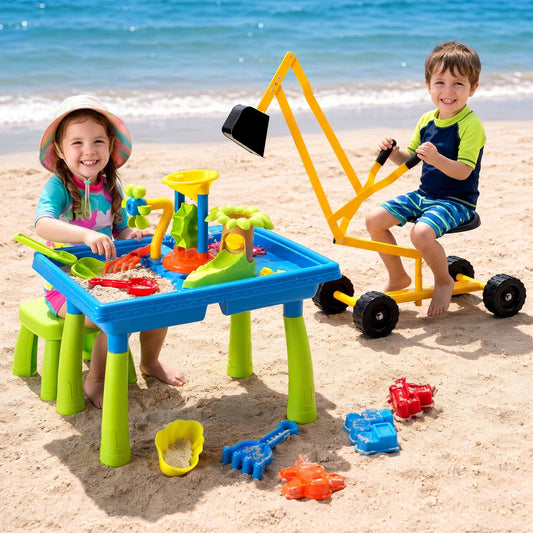 Keezi Ride On Digger with Sand and Water Table Play Set