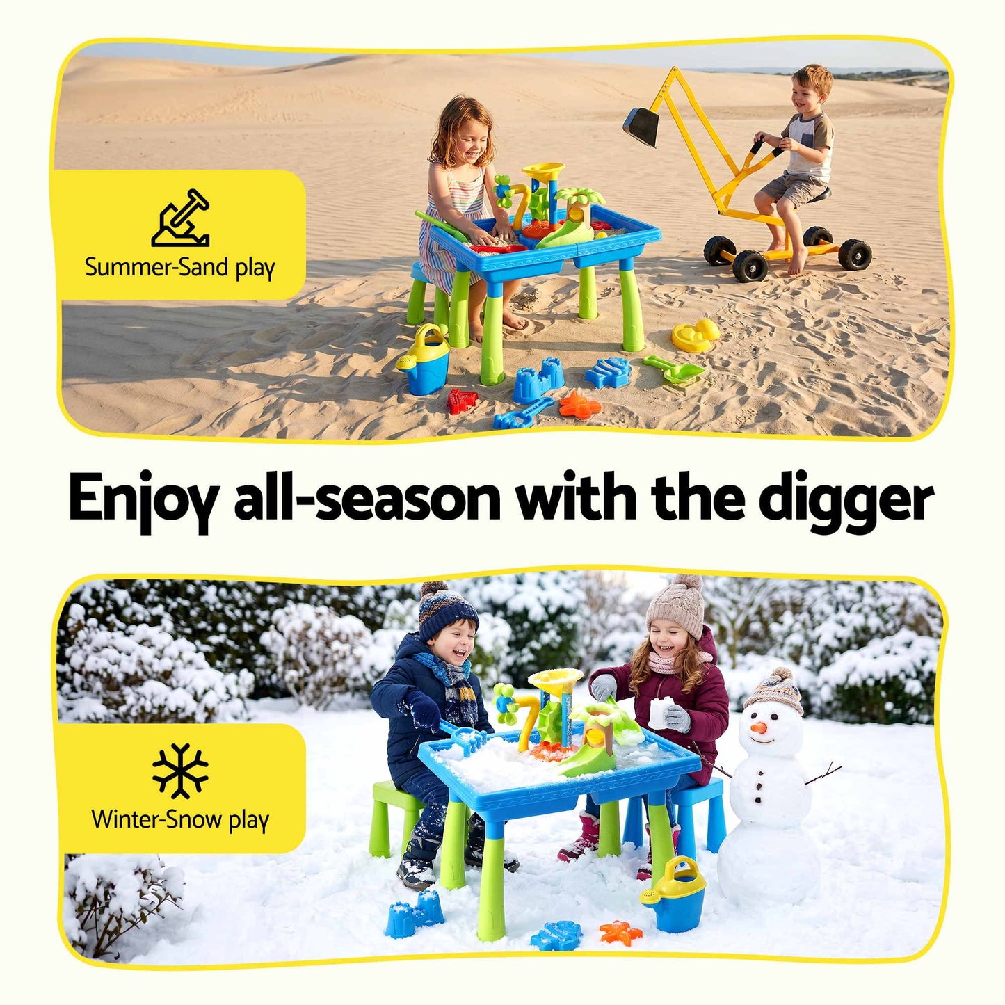 Keezi Ride On Digger with Sand and Water Table Play Set
