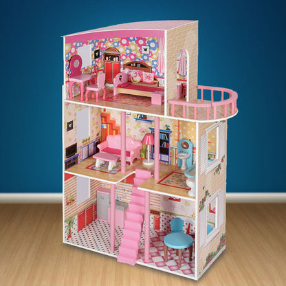 Wooden 3 Level Doll House Playset