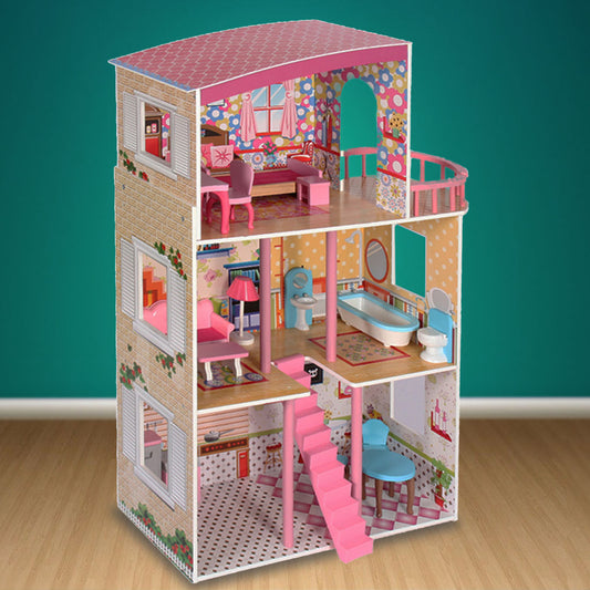 Wooden 3 Level Doll House Playset
