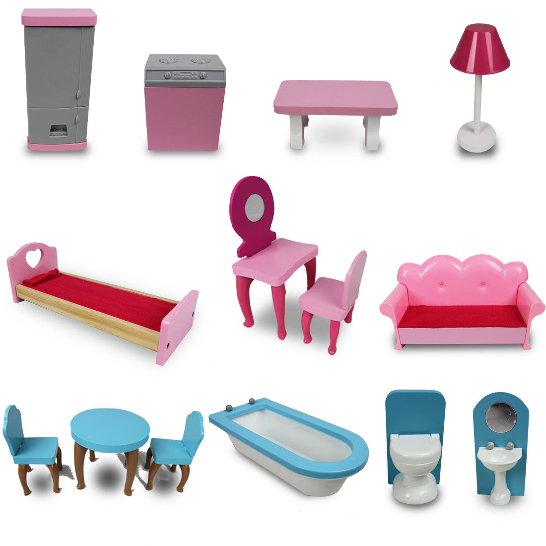 Wooden 3 Level Doll House Playset