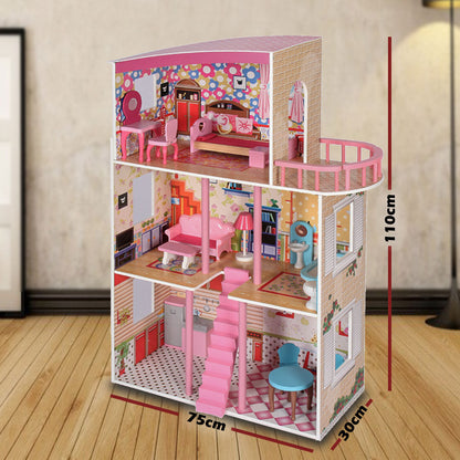 Wooden 3 Level Doll House Playset