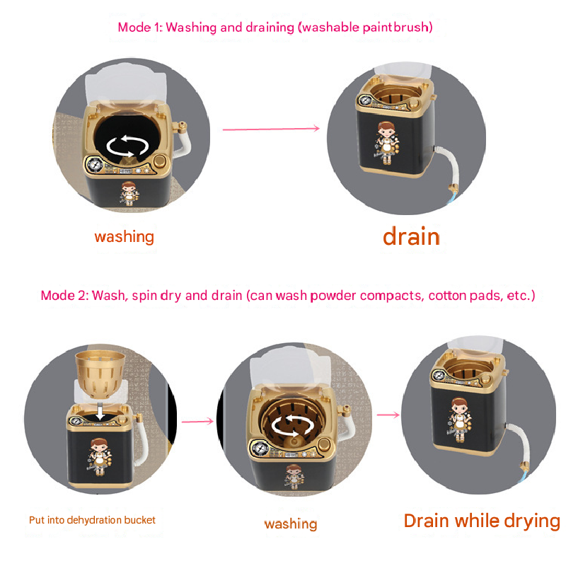 Mini Electric Washing Machine Dryer Play Set Pink